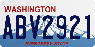 WA license plate ABV2921