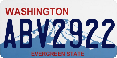 WA license plate ABV2922