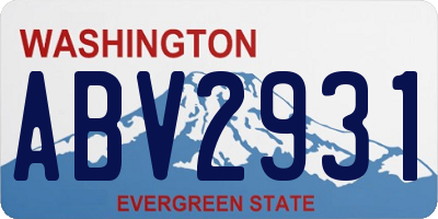 WA license plate ABV2931