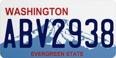 WA license plate ABV2938