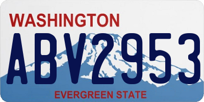 WA license plate ABV2953
