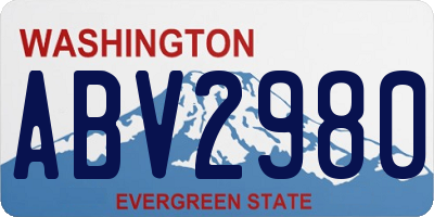 WA license plate ABV2980
