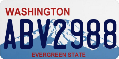 WA license plate ABV2988