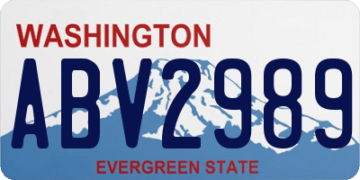 WA license plate ABV2989