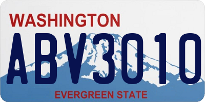 WA license plate ABV3010