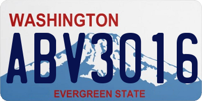 WA license plate ABV3016