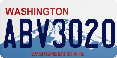 WA license plate ABV3020