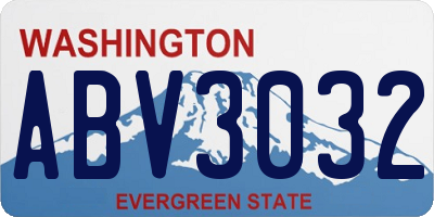 WA license plate ABV3032