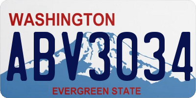 WA license plate ABV3034