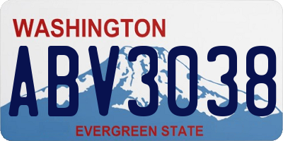 WA license plate ABV3038