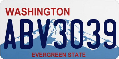 WA license plate ABV3039