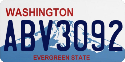 WA license plate ABV3092