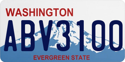 WA license plate ABV3100
