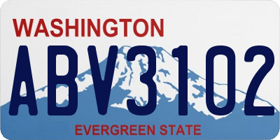 WA license plate ABV3102