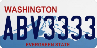 WA license plate ABV3333