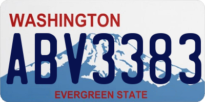 WA license plate ABV3383