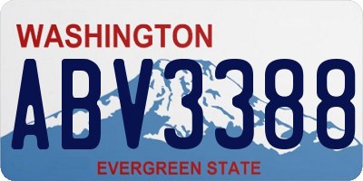 WA license plate ABV3388