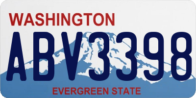 WA license plate ABV3398