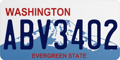 WA license plate ABV3402
