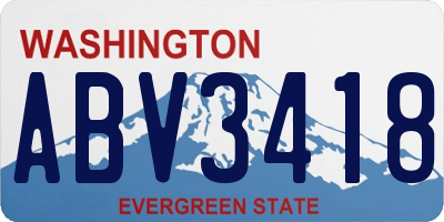 WA license plate ABV3418