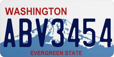WA license plate ABV3454