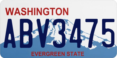 WA license plate ABV3475