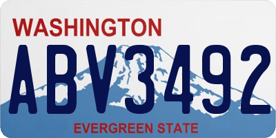 WA license plate ABV3492