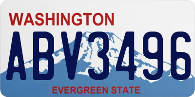 WA license plate ABV3496