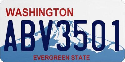 WA license plate ABV3501