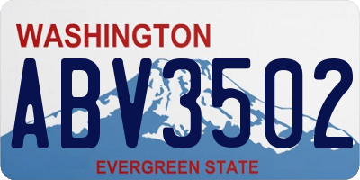 WA license plate ABV3502