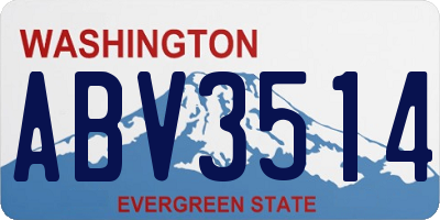 WA license plate ABV3514