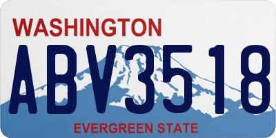 WA license plate ABV3518