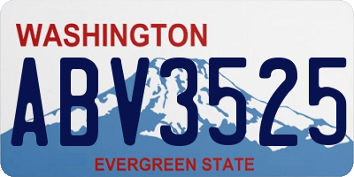 WA license plate ABV3525