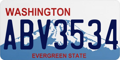 WA license plate ABV3534