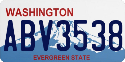 WA license plate ABV3538