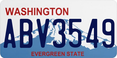 WA license plate ABV3549