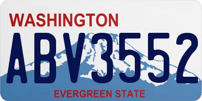 WA license plate ABV3552