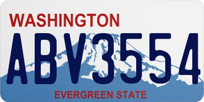 WA license plate ABV3554