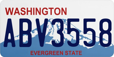 WA license plate ABV3558
