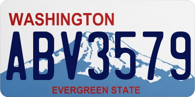 WA license plate ABV3579