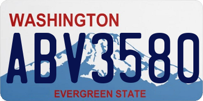 WA license plate ABV3580