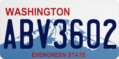 WA license plate ABV3602