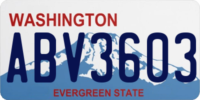 WA license plate ABV3603