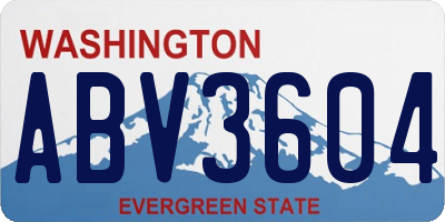 WA license plate ABV3604