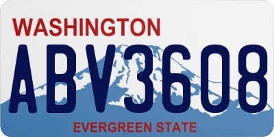 WA license plate ABV3608