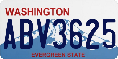 WA license plate ABV3625