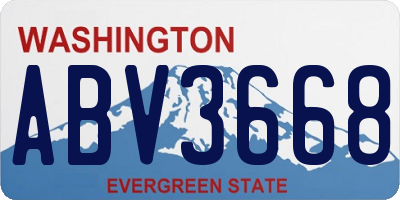 WA license plate ABV3668
