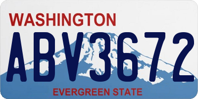 WA license plate ABV3672