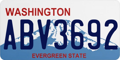 WA license plate ABV3692