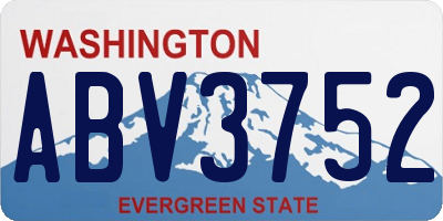 WA license plate ABV3752